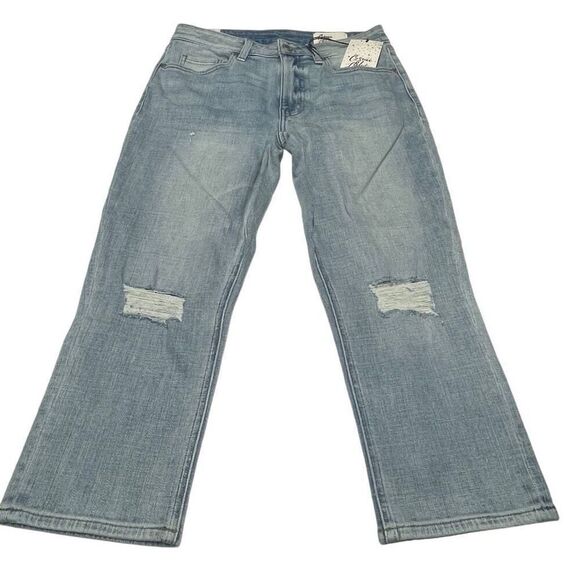 Cosmic Blue Love Sanctuary Wash Adrianne Cropped Boyfriend Jeans - Petite - Picture 1 of 8